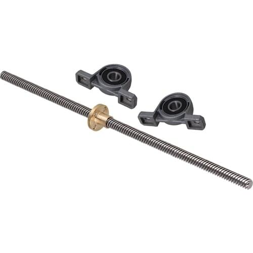 250mm Length 8mm Dia Silver Horizontal Lead Screw Rod & Pillow Block Mounted Bearing for 3D Printer Set of 3