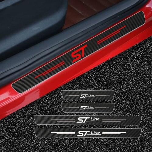 4pcs Carbon Fiber Door Sill Guards Sticker for Ford Focus 2 3 Mk2 Mk3 Mk1 Fiesta Mk7 Mondeo Mk4 4 ST Accessories 2021 2020 2019