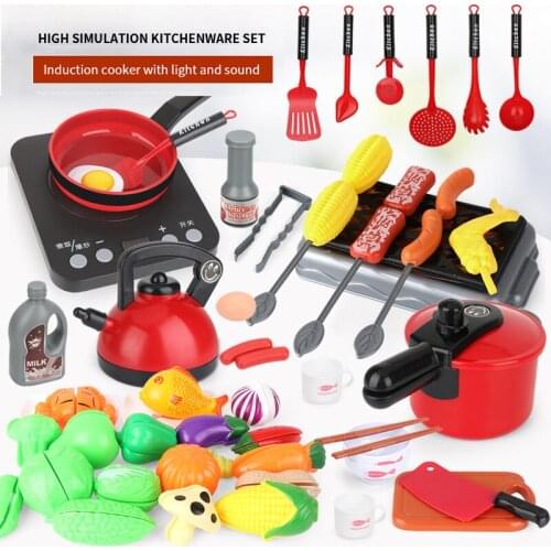 Childrens Simulation Kitchen Set Toy Children Play House Kitchen Cookware Pot Pretend Chef Mini ABS Plastic Boy Girl Toy Gift