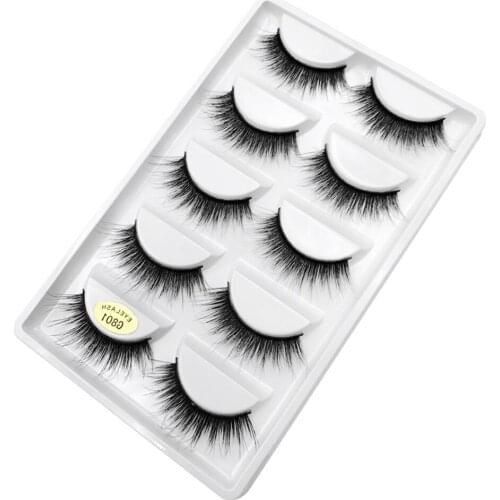 5 Pairs Reusable 3D Eyelashes Extension Fibre False Eye Lashes Makeup Long Natural