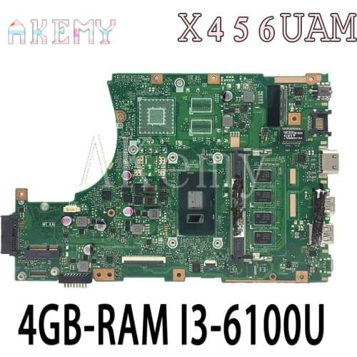 Akemy X456UAM Laptop motherboard For Asus VivoBook X456UA X456UV X456UQk X456UAM X456UAK mainboard 4GB-RAM I3-6100U DDR4
