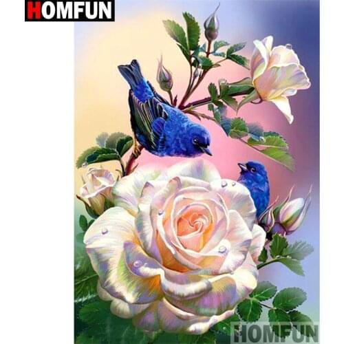 HOMFUN Full Square/Round Drill 5D DIY Diamond Painting "Birds and flowers" 3D Embroidery Cross Stitch 5D Home Decor A13432