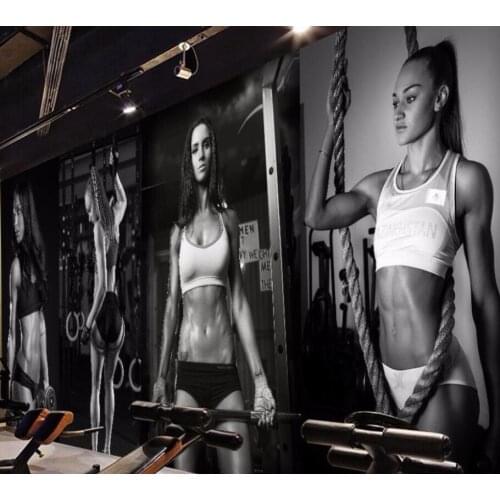 Beibehang Large custom any size fresco wallpaper gym sexy beauty black and white photo wall background wall wallpaper