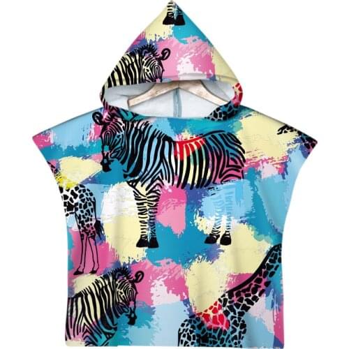 Free shipping African Animal Lion Zebra Fox Bear Rabbit Baby Kid Children Hooded Towel Pool Beach Poncho Towel Cape Novelty Gift