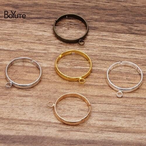 BoYuTe (50 Pieces/Lot) Inner 18MM Diameter Adjustable Ring Base Settings with One Loop Diy Handmade Jewelry Accessories