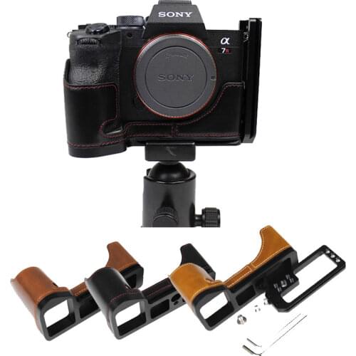 Quick Release L Plate Base Aluminum Metal Bracket Cover For Sony A7R IV PU Leather Half Case For Sony A7R Mark IV A7R4 A7RIV