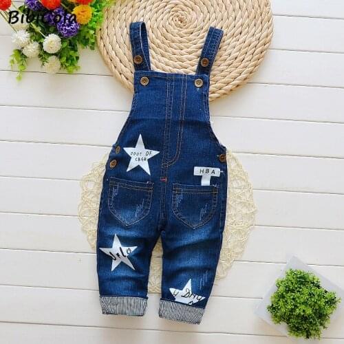 Bibicola 2020 kids Denim Overalls Pentagram jeans clothes newborn baby bebe denim jumpsuits bib pants for baby boys