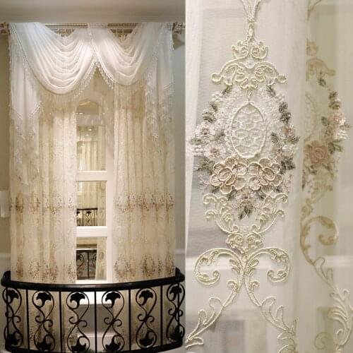 European luxury Turkish embroidered voile Curtains sheer for living room bedroom floral curtain tulle sheer window drapes