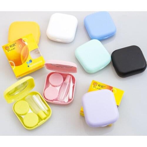 Pocket Contact Lens Case with Mirror Cute Eyewear Case Box Travel Kit Mini Cosmetic Contact Lens Container Portable Muti Colors