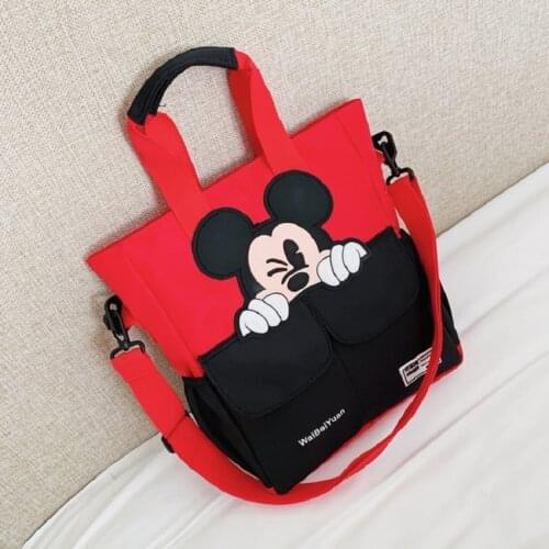 2021 Disney Mickey Mouse School Tutor Bag High School Student Bag Canvas Children Messenger Shoulder Bag Boys Girls Handbags