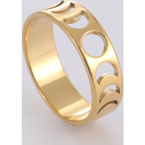 COOLTIME Full Moon Crescent Moon Ring for Women Stainless Steel Couple Ring Romantic Party Gifts New Fashion Jewelry Accessories