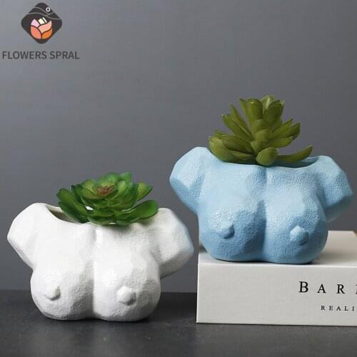 Creative Body Art Flower Pot Home Decoration Balcony Garden Ornaments Woman Bust Flower Pot Room Decoration Crafts Flower Pot