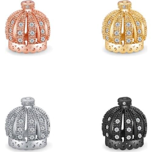 Micro Pave Copper Cubic Zirconia Balls Beads Diy Jewelry For Making Bracelet Necklace Brass Metal Accessories Finding Hole