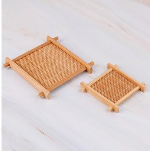 Mini Handmade Bamboo Cup Mat Coffee Cups Drinks Kung Fu Tea Accessories Table Placemats Coaster Kitchen Product Mug Pads 2 Sizes