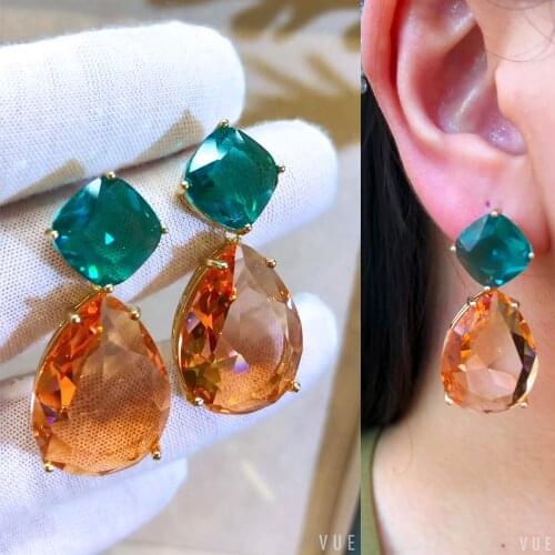 Missvikki Luxury Sweet champagne gold Waterdrop Earrings For Women Wedding Party Crystal CZ Dubai Bridal Earring Fashion Jewelry