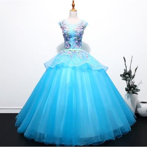 Fashion O Neck Quinceanera Dresses Elegant Party Prom Dress Lace Applique Sleeveless Floor Length Stage Ball Gown Vestidos