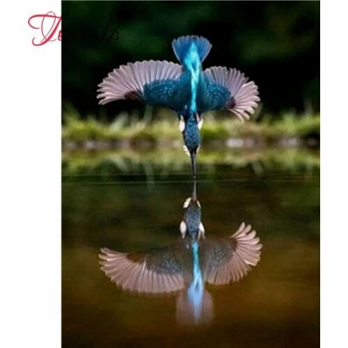 Kits de bricolage point de croix mosaïque | Peinture au diamant, mosaïque Kingfisher, carré complet, broderie en diamant rond