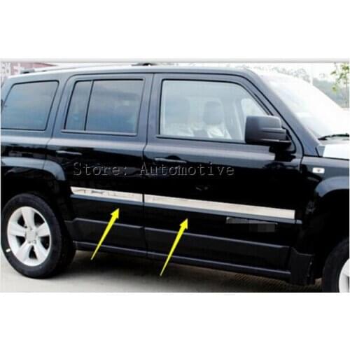 2011-2015 For jeep Patriot Body Side Door Molding Trim Covers ABS Chrome 4pcs