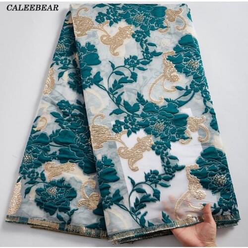 Latest Design African Jacquard Lace Fabric Gilded French Lace Fabric Embroidery Nigerian Brocade Lace Fabric For Wedding S2166