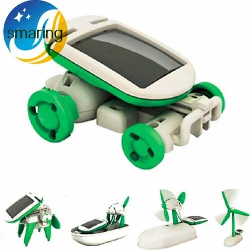 Newest Solar Power 6 In 1 Toy Kit DIY Educational Teaching Robot Car Boat Dog Fan Plane Puppy Birthday Gift Present!!!Hot Sale