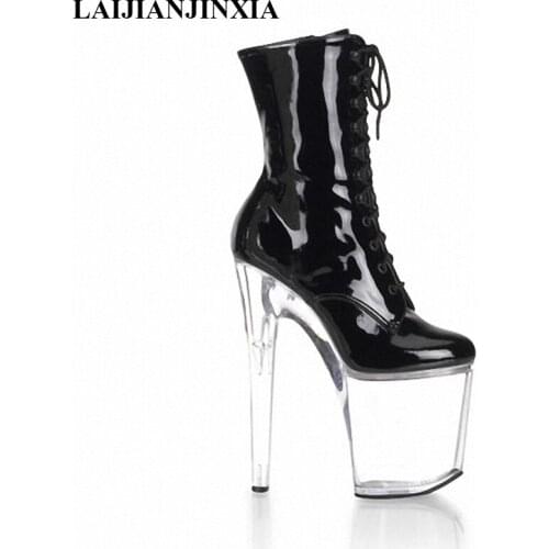 New Super high heels, 20cm high club sexy crystal low-cut boots, runway show women Dance Shoes