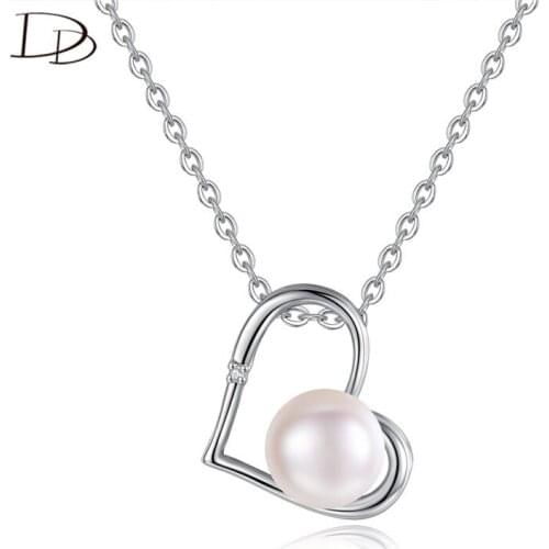 DODO 8mm Natural Freshwater Pearl Heart Necklace For Women Small AAA Zircon Inlay Elegant Bijoux Femme Link Chain Jewelry N302