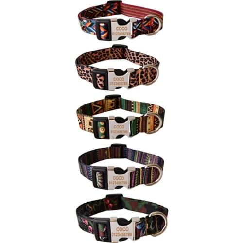 Printing Webbing Dog Collar Leash Set Personalized Luxury Designer Engraved Pet Name Retailing Pet Supplies Dog Accessories