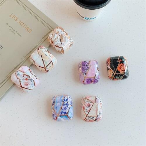 Luxury Earphone Case on Apple Airpods 1 2 Cover Bag Marble Flower Coques for Apple Air Pods 1 2 Headphone Earpods Charging Box
