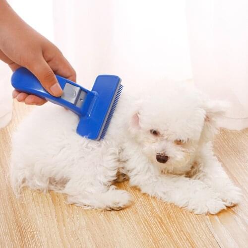 Manual Hair Removal Brush Self Cleaning Pet Comb Rake For Medium Large Dogs Plastic Push Hair Pet Comb Button Pet Products
