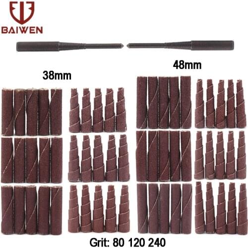 BAIWEN 38mm 48mm Abrasive Sandpaper Grinding Head Mini Sanding Cone Engine Porting Assortment Kit For Rotary Tools
