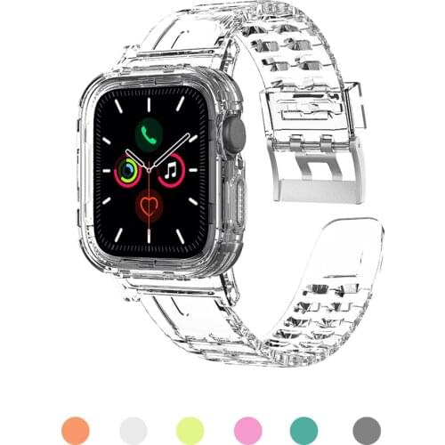 Silicone 2 In 1 Case Strap For Apple Watch Band 44mm 42mm Applewatch Band Smart Watch Wristband Iwatch Serie 5 4 3 2 38mm 40mm
