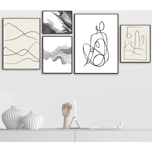 Modern Style Minimalist Abstract Lines Canvas Painting Wall Art Nordic Posters and Prints Wall Pictures for Living Room Decor