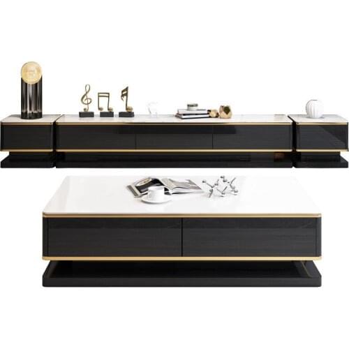 Light luxury style TV cabinet tea table combination postmodern high-grade floor cabinet simple living room TV cabinet marble