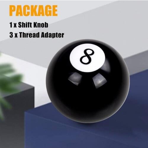 Universal Car Modified Gear Shift Head Black No. 8 Billiards Gear Shift Knob Manual Shift Lever With 4/5/6 Speed Adapter