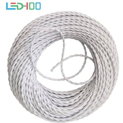 NEW 2*0.75mm Vintage Rope Textile Wire Twisted Cable Braided Electrical Wire Retro Pendant Light Lamp Line Vintage Lamp Cord