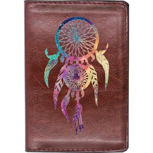 High Quality Leather Vintage Charm Dreamcatcher Printing Travel Passport Cover ID Credit Card Case