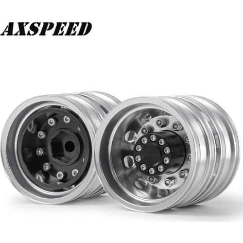 AXSPEED Tamiya Rear Wheel Rim Aluminum Alloy Wheel Hub 10 Spokes for 1/14 Tamiya RC Truck Trailer Tractor Climbing Cargo Car
