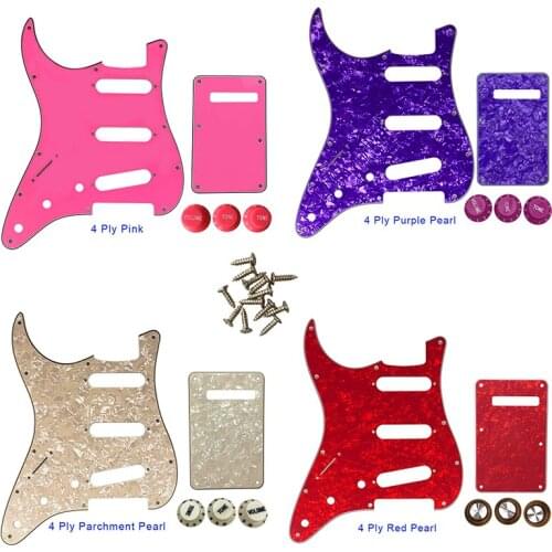 Guitar Parts - For US Fd Left Handed Strat 72' 11 Screw Hole Guitar Pickguard & Back Plate & Control Knob Multi Color Choice