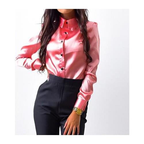 Women silk satin blouse long sleeve fashion shirts office ladies elegant silky blouse female Top high quality blusa S-XXL