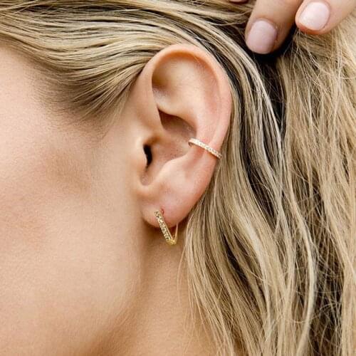 ZHOUYANG Geometry CZ Hoop Earrings For Women Tiny Fashion Circle Piercing Hoops Fashion Jewelry Wholesale Bluk 2021