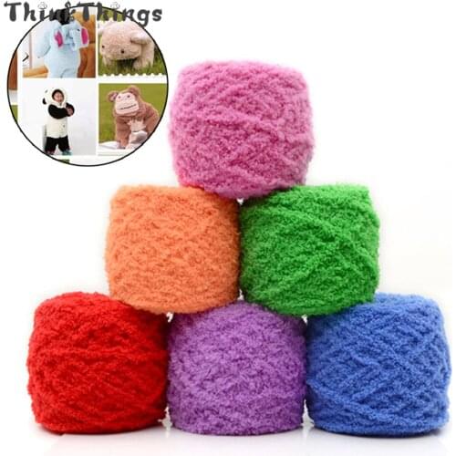 ThinkThings 1Pc=100g 75M Coral Fleece Knitting Yarn Plush Crochet Yarn for Crocheted Yarn Threads DIY Line Soft Fluffy Handmade
