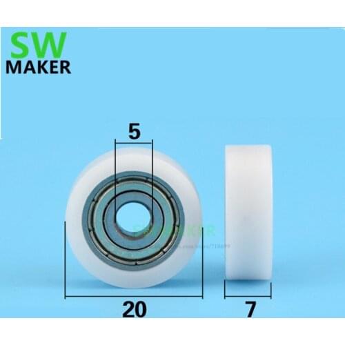 1pcs 5*20*7mm F type bearing, pulley, planar insert, , small wheel, POM Door and window pulley