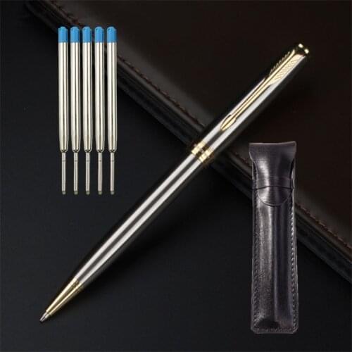 1 Pc Core Metal Ballpoint Pen Rotating Metal Clip Metal Luxury Ballpoint Pen High Quality Roller Pen Material Escolar