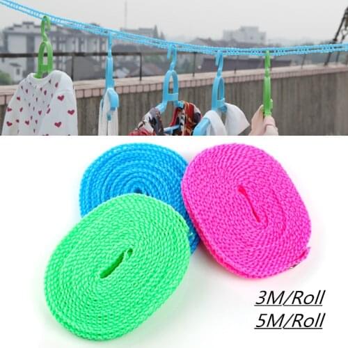1PC Outdoor Bold Clothesline Retractable Nylon Drying Clothesline Travel Non-slip Rope Cord String Travel Home Laundry 3M/5M