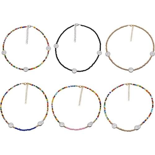 1pc Bohemian Style Bead Necklace Ethnic Boho Beaded Choker Clavicle Necklace Jewelry Accessories For Hawaii Party Dress Up