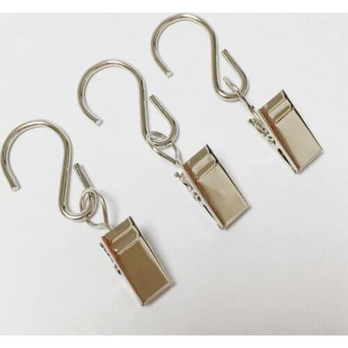 1000 pcs Poles Movable Stainless Steel S Clips Pole Rod Voile Net Rings Hooks Window Shower Rings Clamps Quevinal Curtain