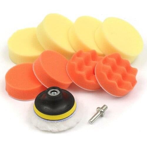 11pcs Buffing Pad 3'' inch Car Sponge Polishing Pad Kit Abrasive Polisher Drill Adapter Waxing Compound Tools Accessory