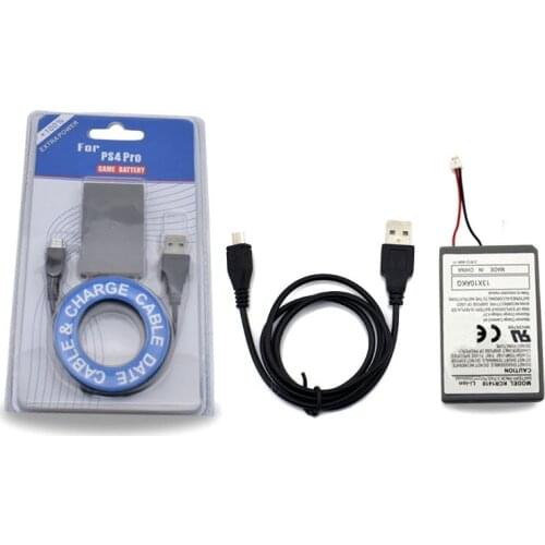 1x 3.7V 2000mAh PS4 Pro Battery+USB Charger Cable for Sony Wireless Controller Li-Ion Lithium Rechargeable Replacement Batteries
