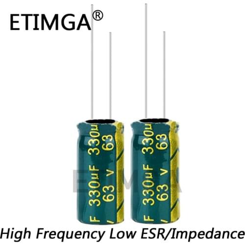 20pcs/lot High Frequency Low Impedance 63v 330UF Aluminum Electrolytic Capacitor Size 10*20 330UF 20
