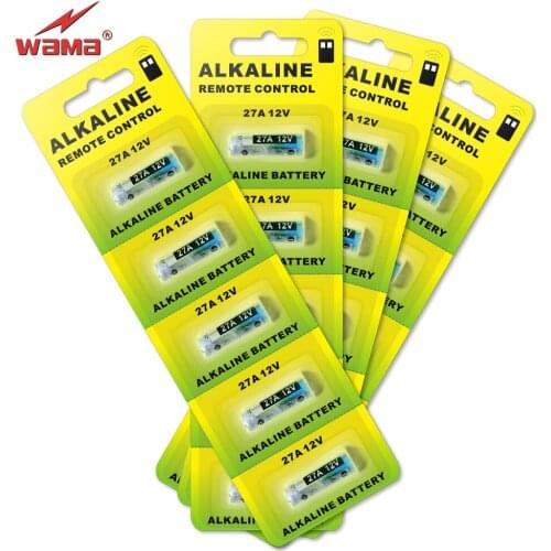 20pcs/4pack Wama 27A A27 12V Dry Alkaline Battery 27AE 27MN Car Parking Lock Alarm Remote Watch Toys Calculator Cell Batteries
